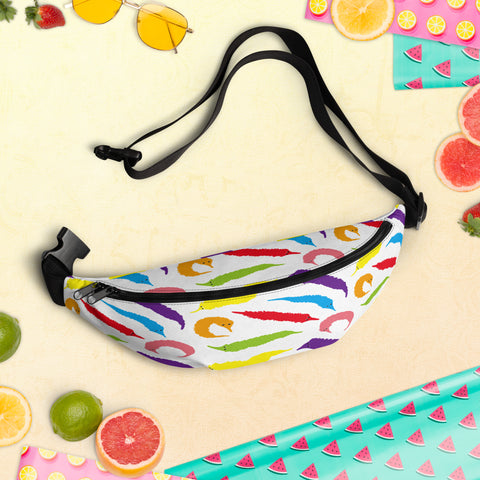 Rainbow Worm on a String Print Fanny Pack
