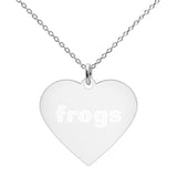 Frogs Engraved Silver Heart Necklace
