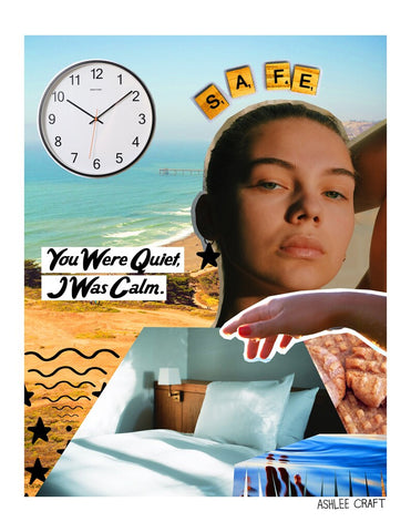 You Were Quiet, I Was Calm Collage Print - Mental Health Recovery Ocean Clock Safe Safety Friends Beach BPD Anxiety Therapy