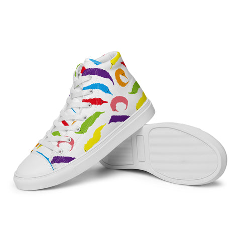Rainbow Worm on a String Print High Top Canvas Shoes