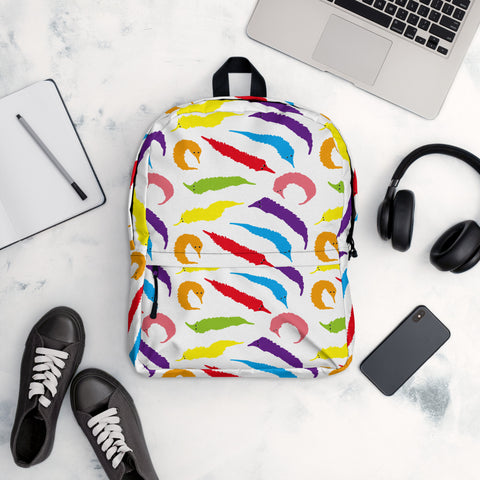 Rainbow Worm on a String Print Backpack
