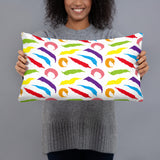 Rainbow Worm on a String Print Pillow