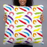 Rainbow Worm on a String Print Pillow