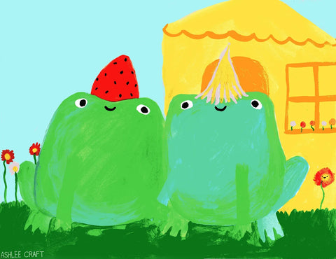 Gay Cottagecore Boyfriend Frogs Holding Hands 8.5" x 11" Print