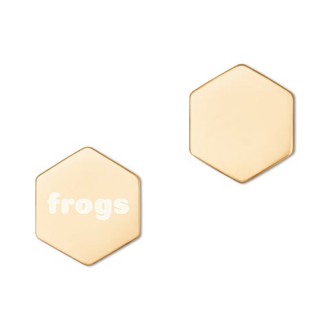 Frogs Sterling Silver Hexagon Stud Earrings