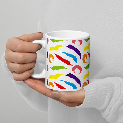 Rainbow Worm on a String Print Glossy Ceramic Mug/Coffee Cup